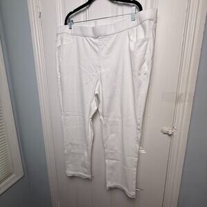 Isaac Mizrahi Live! White Knit Denim Jeans Pull On 22W Fringe Hem NWOT Spring